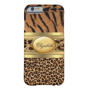 Eleganter nobler Tiger-Leopard-Tiergoldschwarzes Barely There iPhone 6 Hülle