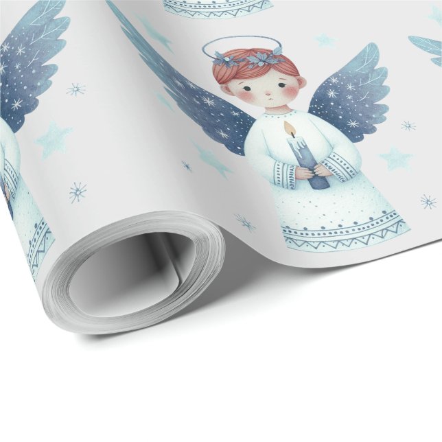 Eleganter nordischer Weihnachtsgel mit Kerze Geschenkpapier (Rolleneckpunkt)