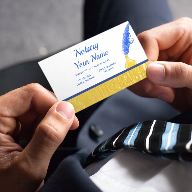 Eleganter Notar Agent Signing Gold Border Visitenkarte (Von Creator hochgeladen)