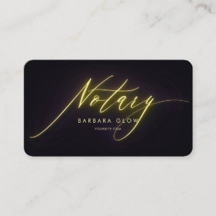 Eleganter Notar Public Glows Neon Gold Visitenkarte