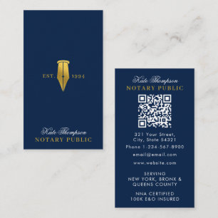 Eleganter Notar-Unterschriftsagent QR-Code Blau Go Visitenkarte