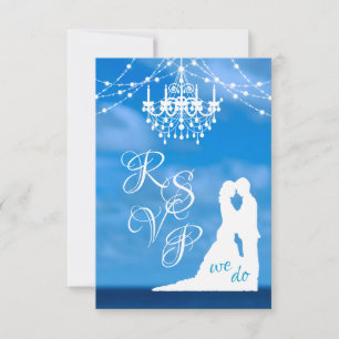 Eleganter Ocean Beach, Chandelier & Summer Wedding RSVP Karte