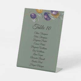Eleganter Olive Green Wedding Table mit Namen Sockelschild