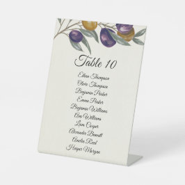 Eleganter Olive Hochzeitstisch mit Namen Sockelschild