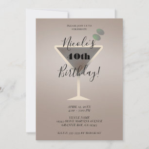 Eleganter Olive Martini Glam-Cocktail zum Geburtst Einladung