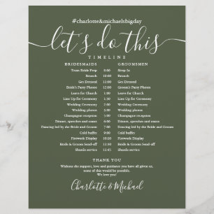 Eleganter Oliven-Grün-Hochzeitsplan Zeitachse
