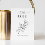 Eleganter Olivenbaum. Italienische Hochzeit in zar Tischnummer<br><div class="desc">Schwarz-Weiß delikate botanische italienische Hochzeitsfeier Tischnummer mit elegantem Olivenzweig.</div>