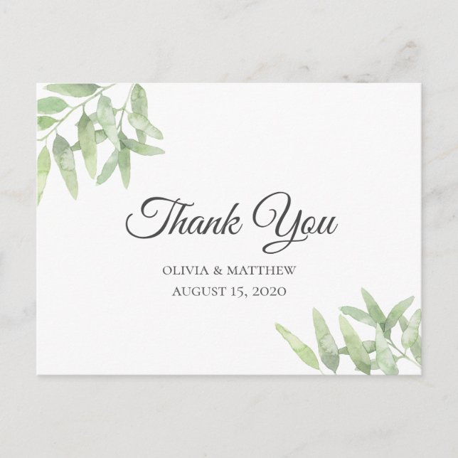 Eleganter Olivenzweig. Einfache Hochzeit Vielen Da Postkarte (Vorderseite)