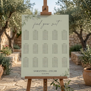Eleganter Olivenzweig Hochzeit Grün Poster
