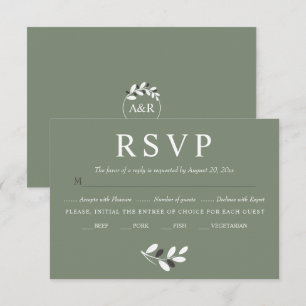 Eleganter Olivenzweig Mittelmeercharme Hochzeit RSVP Karte