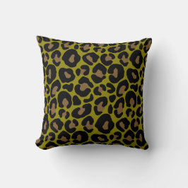 Eleganter olivgrüner und schwarzer Leopardenprint Kissen