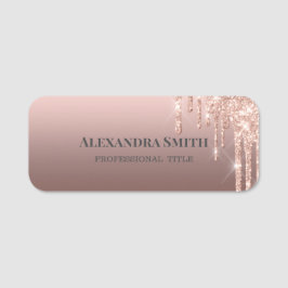 Eleganter, ombre goldfarbener, rosa Tropfen Namensschild