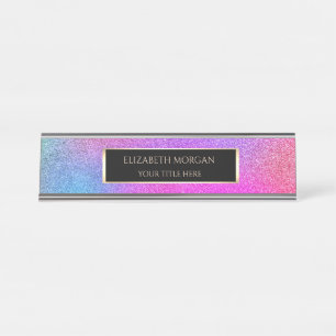 Eleganter Ombre-Violetter Glitter-Rahmen Schreibtischnamensplakette