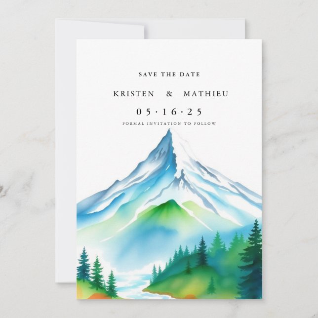 Eleganter Online-Berg Save The Date (Vorderseite)