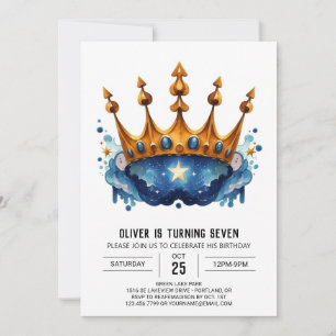 Eleganter Online Prince Crown Geburtstag Einladung