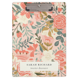 Eleganter Orange Blush Peach Green Ambrosia Floral Klemmbrett