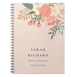 Eleganter Orange Blush Peach Green Ambrosia Floral Notizblock