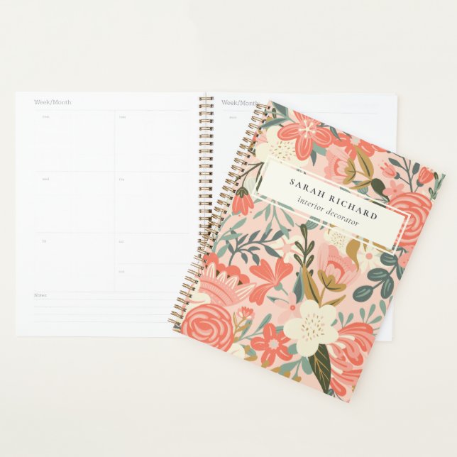 Eleganter Orange Blush Peach Green Ambrosia Floral Planer (Anzeige)
