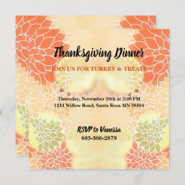 Eleganter Orange Fall Floral Erntedank Einladung