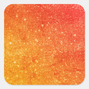 Eleganter Orange Glitzer Quadratischer Aufkleber