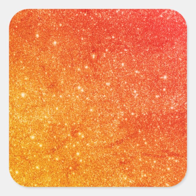 Eleganter Orange Glitzer Quadratischer Aufkleber (Vorderseite)