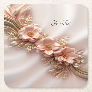 Eleganter Orange Peach Floral Paper Untersetzer