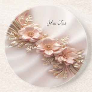 Eleganter Orange Peach Floral Sandstone Untersetze Getränkeuntersetzer