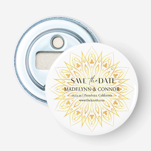 Eleganter Orange Wildblume Button Flaschenöffner (Vorderseite)