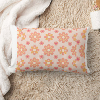 Eleganter orangefarbener geometrischer Retro-Blume Lendenkissen