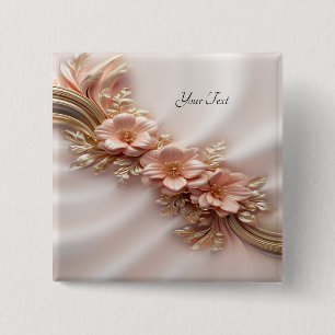 Eleganter orangefarbener Pfirsich-Blumenknopf Button
