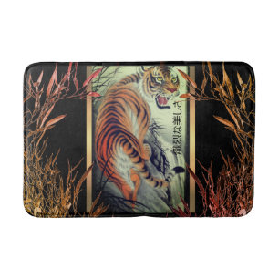Eleganter orientalischer Tiger und Bambus elegant Badematte