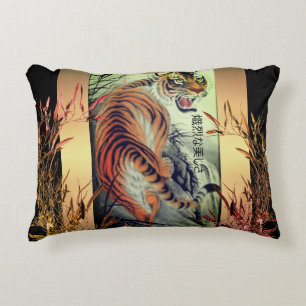 Eleganter orientalischer Tiger und Bambus elegant Dekokissen