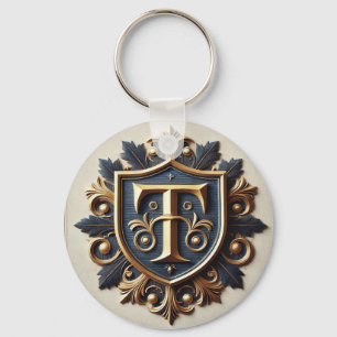 Eleganter ornamentaler heraldischer Schild Schlüsselanhänger