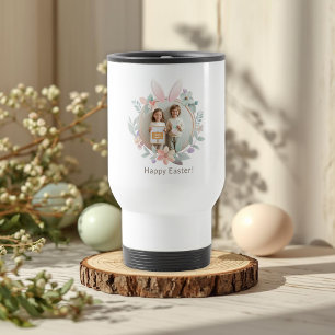 Eleganter Oster-Fotorahmen Hasen-Kranz-Design Reisebecher