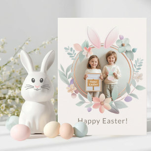 Eleganter Osterhasen-Kranz-Foto-Postkarte Postkarte