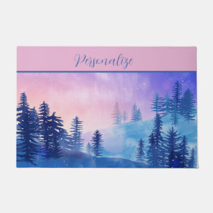 Eleganter Outdoor Forest Mountains Sunset Fog Fußmatte