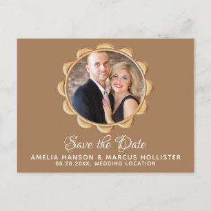 Eleganter ovaler Rahmen Save-the-Date-Foto Ankündigungspostkarte