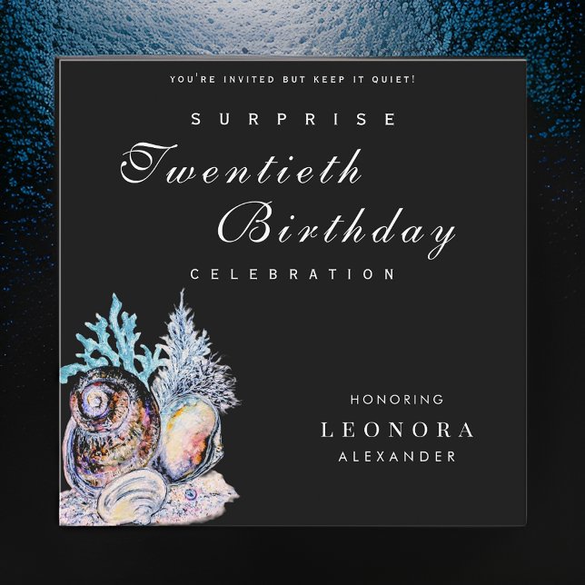 Eleganter Ozean Seashell JEDE Überraschung Geburts Einladung (Von Creator hochgeladen)