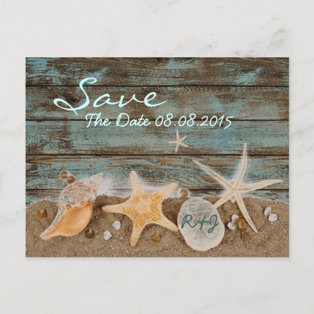 Eleganter Ozeanstrand Save the Date Ankündigungspostkarte (Vorderseite)