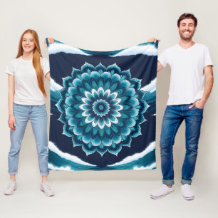 Eleganter Ozeanwellen-Mandala-Wurfdecke Fleecedecke