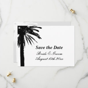 Eleganter Palmenstrand Hochzeit Save the Date Kart