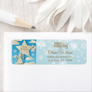 Eleganter Papercut-Engel, Stern Blau Winter Weihna