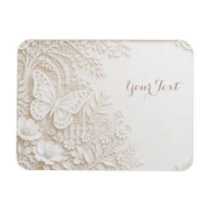 Eleganter Papercut Schmetterling mit Blumenrahmen Magnet
