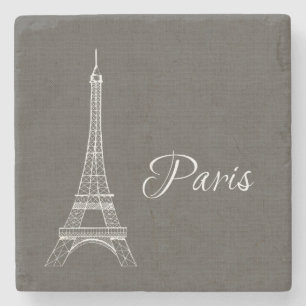 Eleganter Paris-Eiffelturm-dunkelgrauer Steinuntersetzer