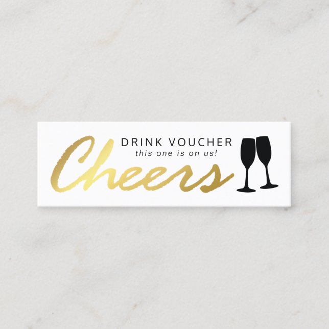 Eleganter Party Gratis Drink Gutschein | White Gol Mini Visitenkarte (Vorderseite)