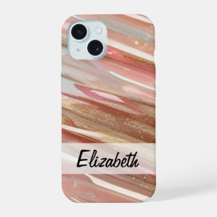 Eleganter Pastel Glitzer Pink Blue Gold Silver iPhone 15 Hülle