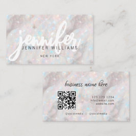 Eleganter Pastel Opal Stone Custom QR Code Eindeut Visitenkarte