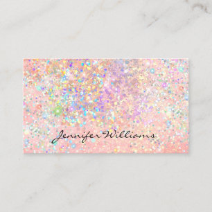 Eleganter Pastel Pink Gold Holographic Glitzer Visitenkarte