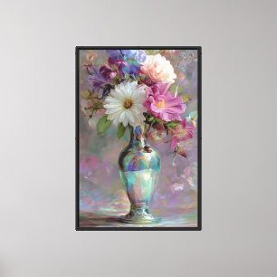 Eleganter Pastell-Blumenvase-Leinwanddruck Leinwanddruck