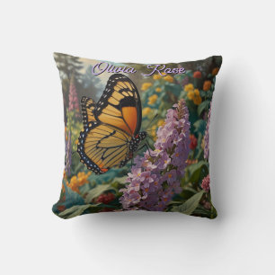 Eleganter Pastell-Wildblumengarten mit Schmetterli Kissen